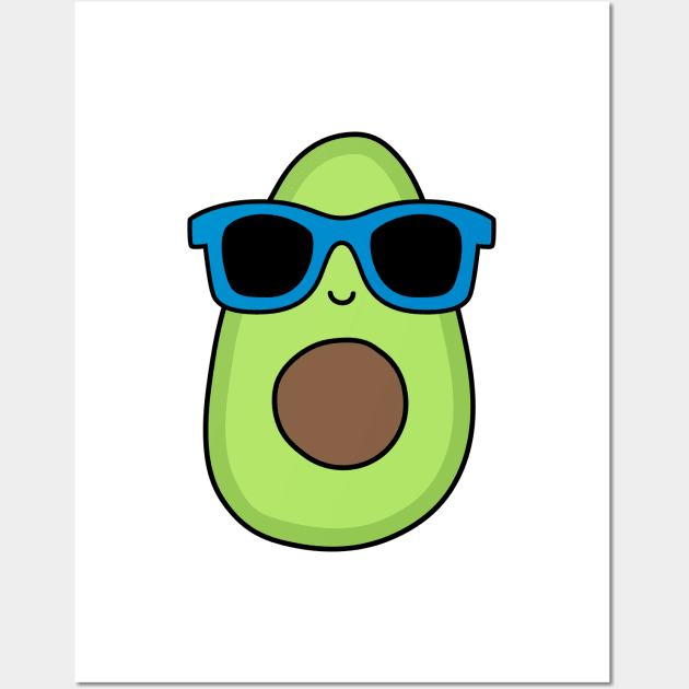 Cool Avocado with Blue Sunglasses Wall Art by designminds1